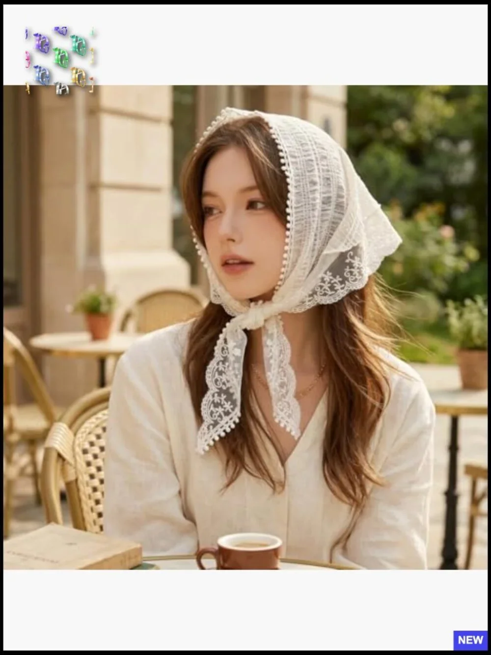Vintage Lace Head Scarf Adjustable Headband Kerchief Wrap Elegant Chic